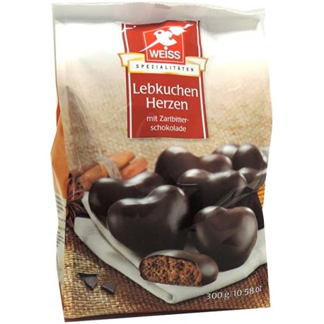 Weiss gingerbread hearts DARK chocolate