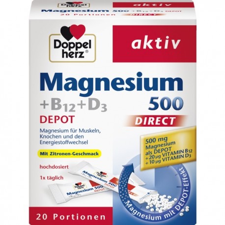 Doppelherz Magnesium 500 B12 + D3