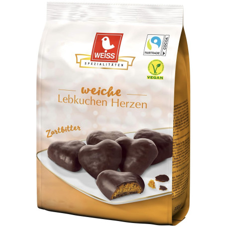 Weiss gingerbread hearts DARK chocolate