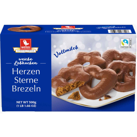 Weiss MILK Chocolate gingerbread pretzels 500g